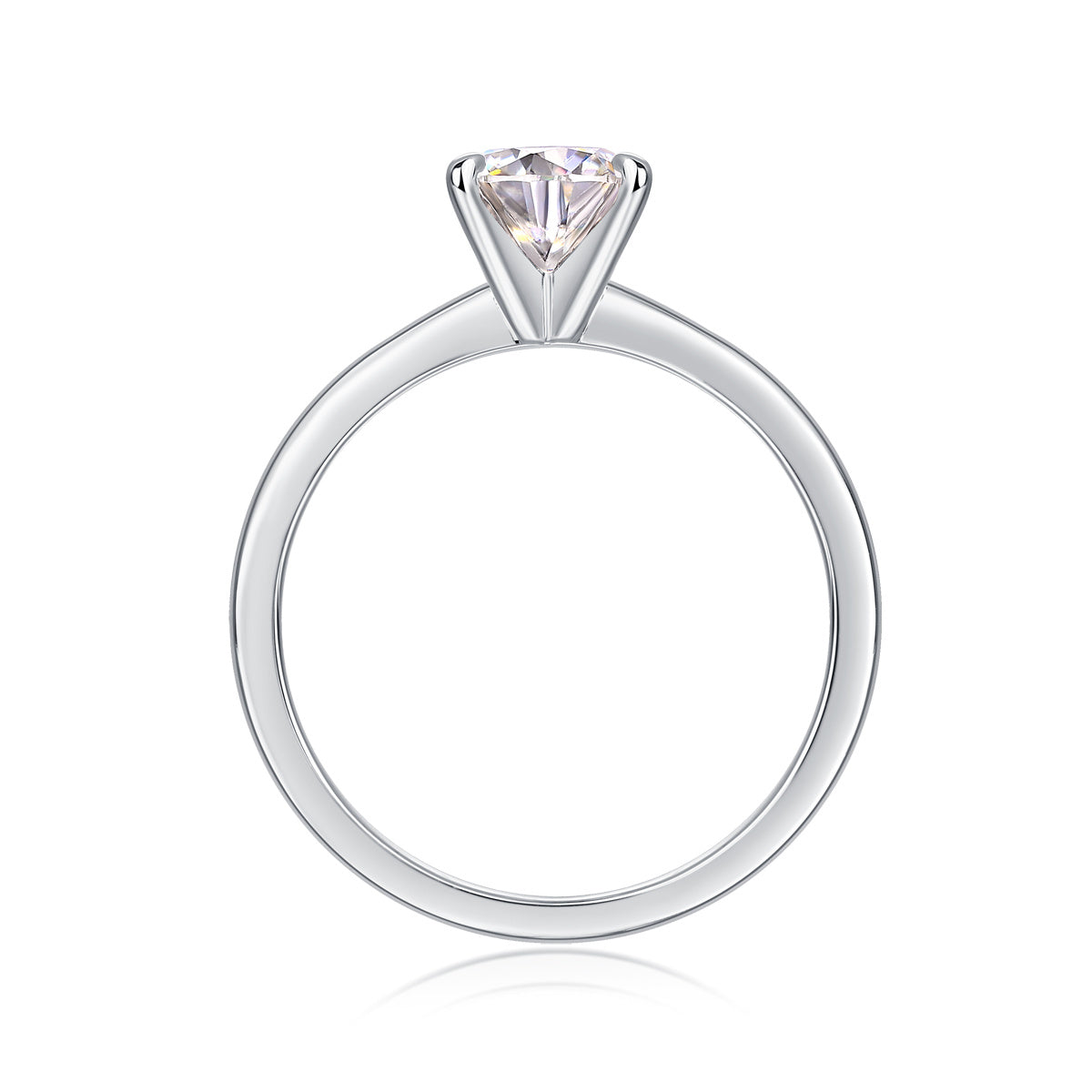Classic 4 Prong Diamond Ring Luxury Fashion Set Moissanite Silver Ring