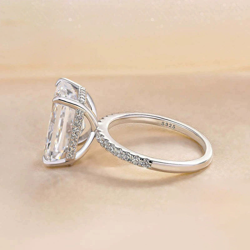 925 Silver Inlay Women's 3CT Rhinestone Ring