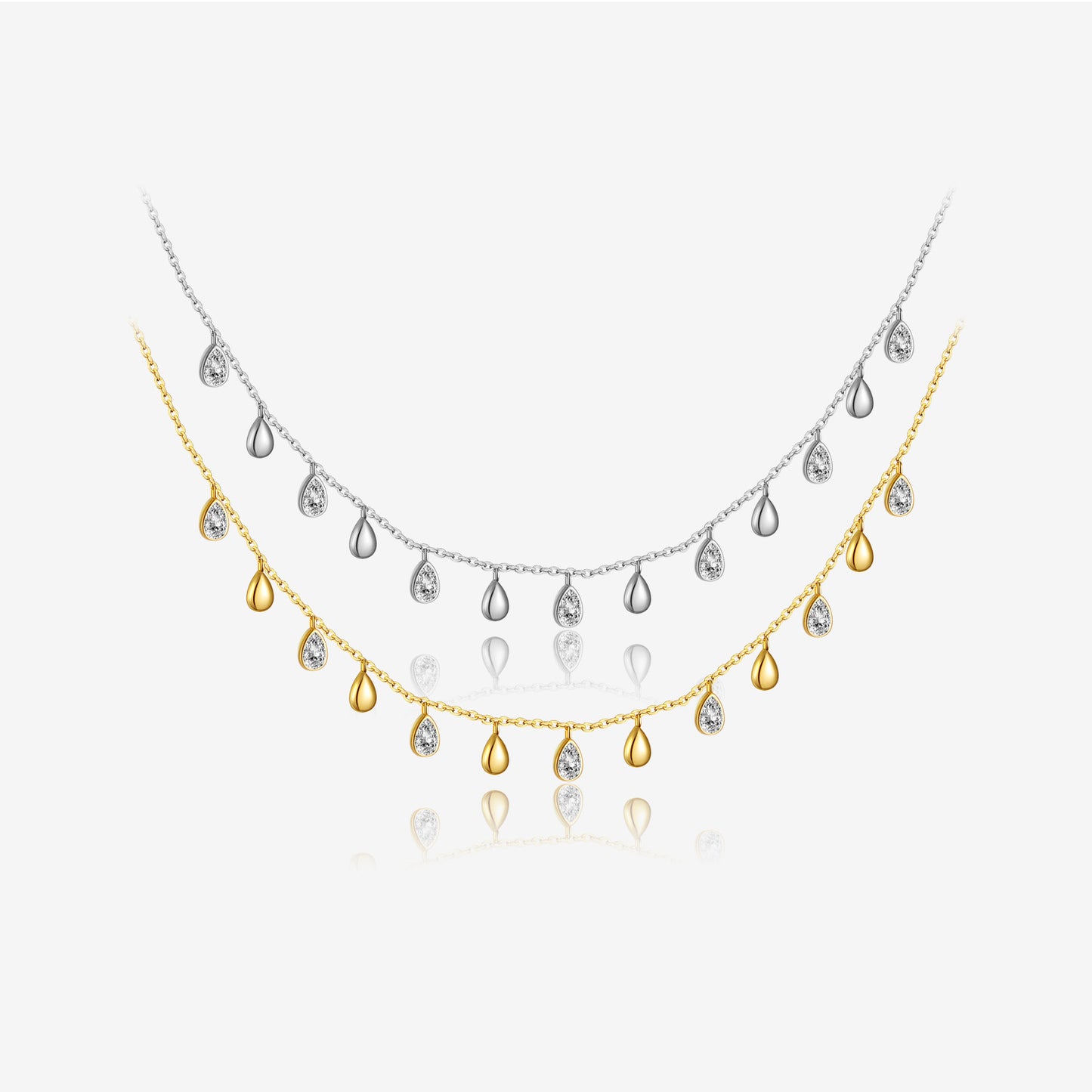 S925 Sterling Silver Pear-shaped Zircon Hanging Scarf Long Necklace