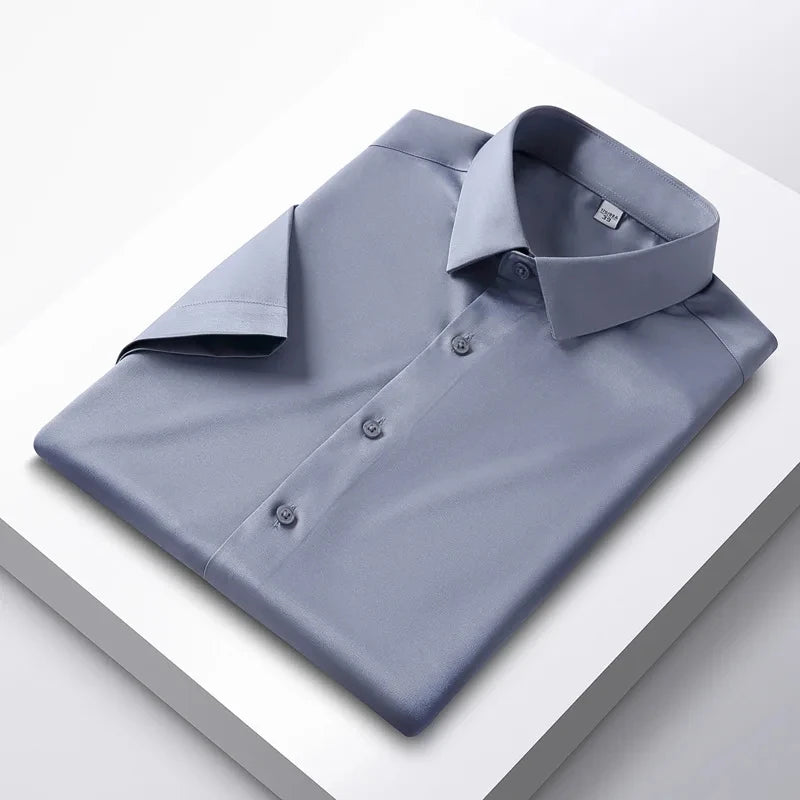 Men's Short Sleeve Non-Iron Anti-Wrinkle Business Casual Shirt (5XL)