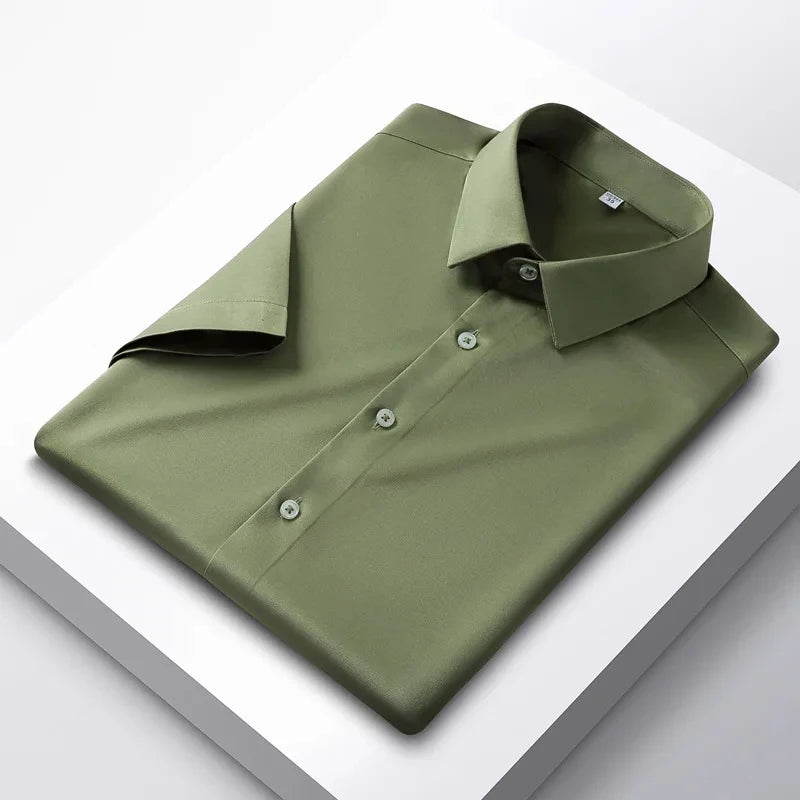 Men's Short Sleeve Non-Iron Anti-Wrinkle Business Casual Shirt (5XL)
