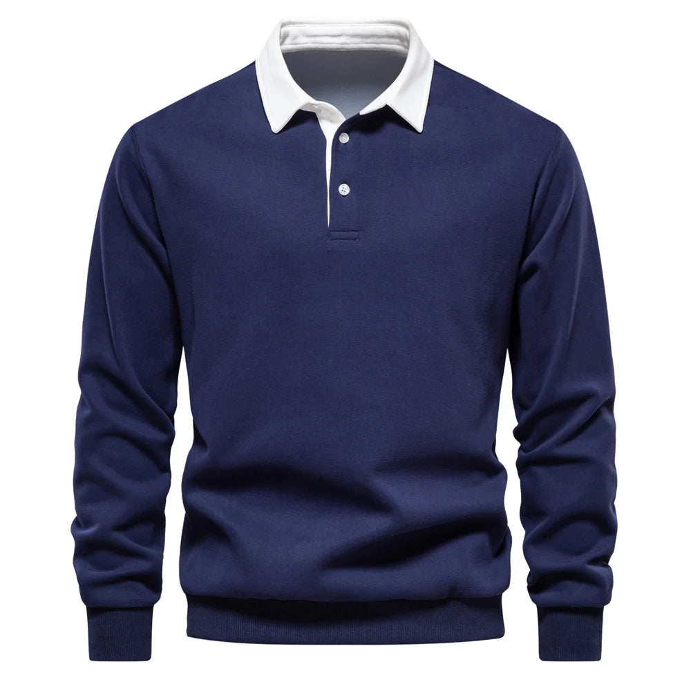 2023 Men's Autumn Fashion Polo Neck Sweatshirt - Casual & Social Wear