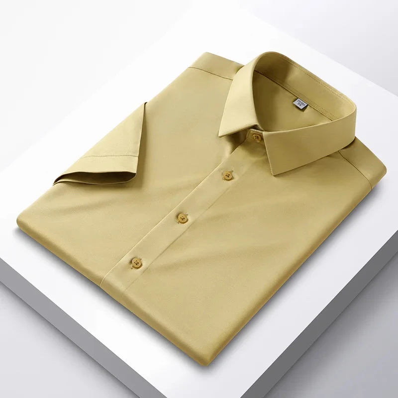 Men's Short Sleeve Non-Iron Anti-Wrinkle Business Casual Shirt (5XL)