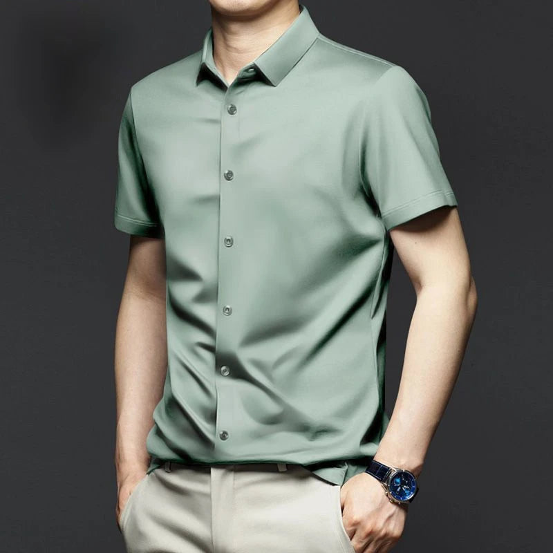 Men's Short Sleeve Non-Iron Anti-Wrinkle Business Casual Shirt (5XL)