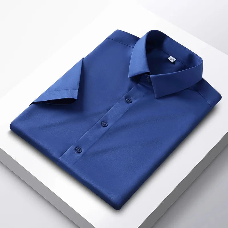 Men's Short Sleeve Non-Iron Anti-Wrinkle Business Casual Shirt (5XL)