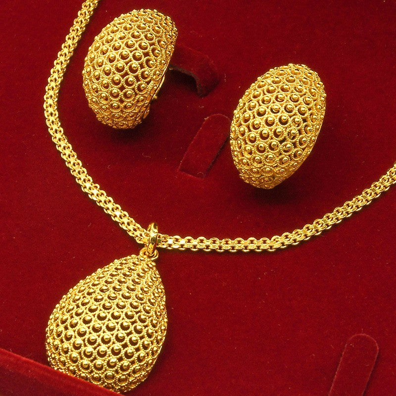Alluvial Gold Twisted Geometric Necklace Earrings European And American