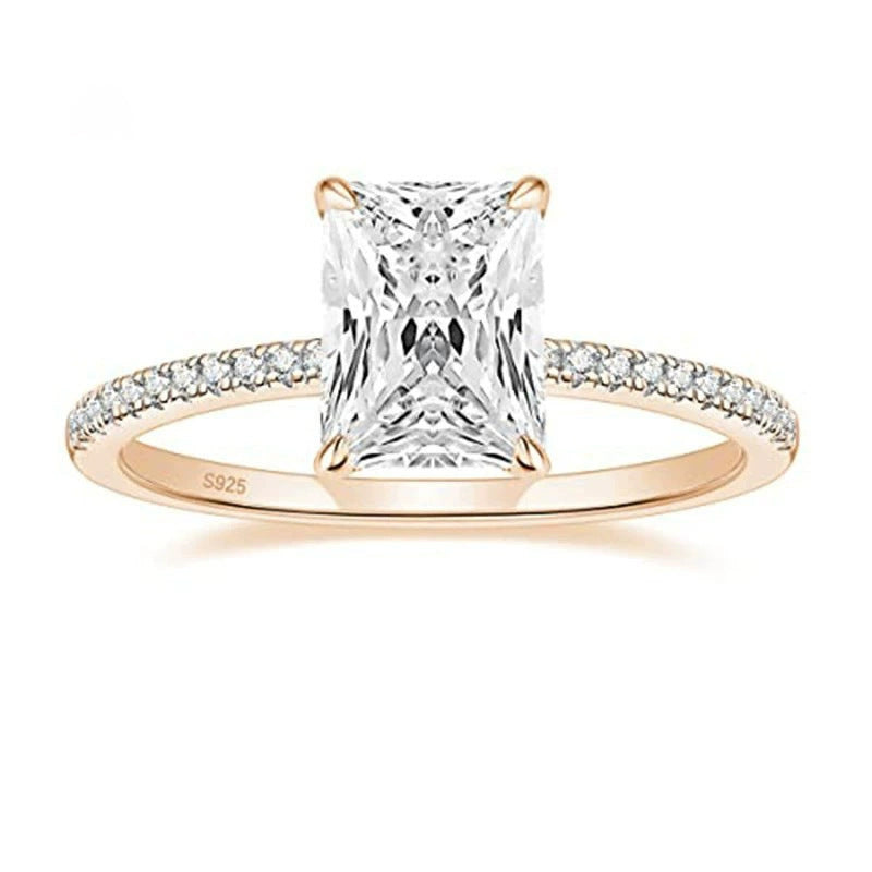925 Silver Inlay Women's 3CT Rhinestone Ring