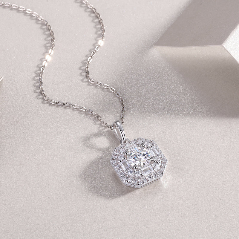Small Square Bag Luxury Fashion Diamond Pendant Necklace Set With Mosan Diamond Silver Ornaments