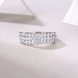 Multi-row Diamond Ring Luxury Fashion Set Moissanite Silver Ring