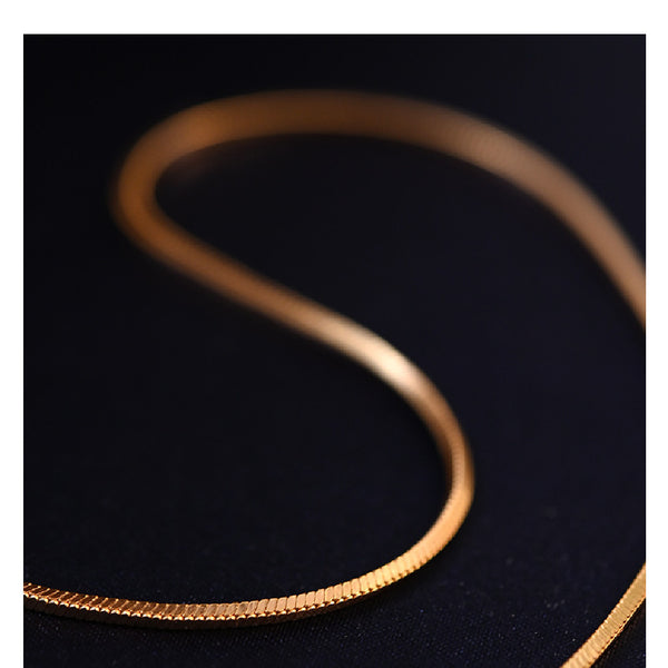 Snake Bone Chain Necklace For Women Square S925 Pure Silver Gold-plated