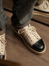 Vintage Vintage Handmade Board Shoes Genuine Leather Platform Casual Shoes