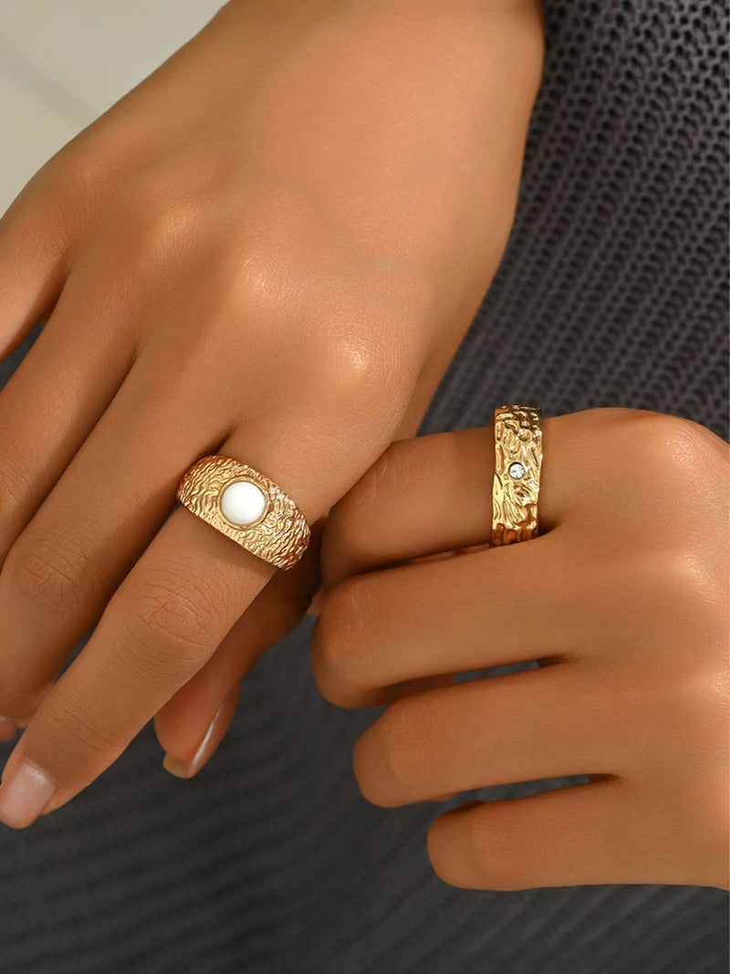 14K Golden Textured Ring Set