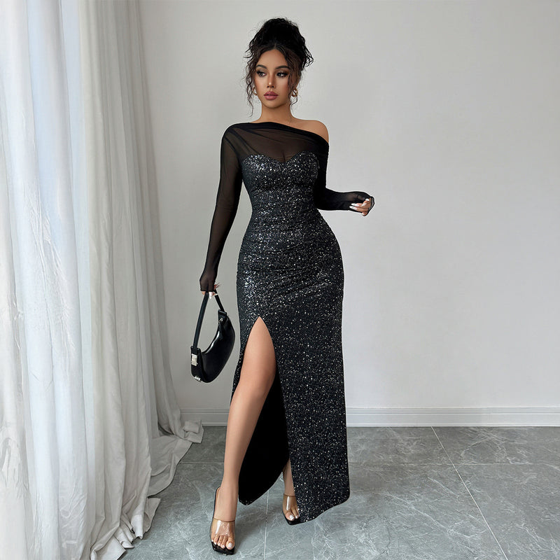 Elegant Graceful Style Tube Top Long Sleeve Dress Dress Women's Clothing