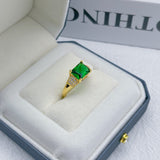 European And American Temperament Inlaid Emerald Emerald Plated 18K Gold Ring Female