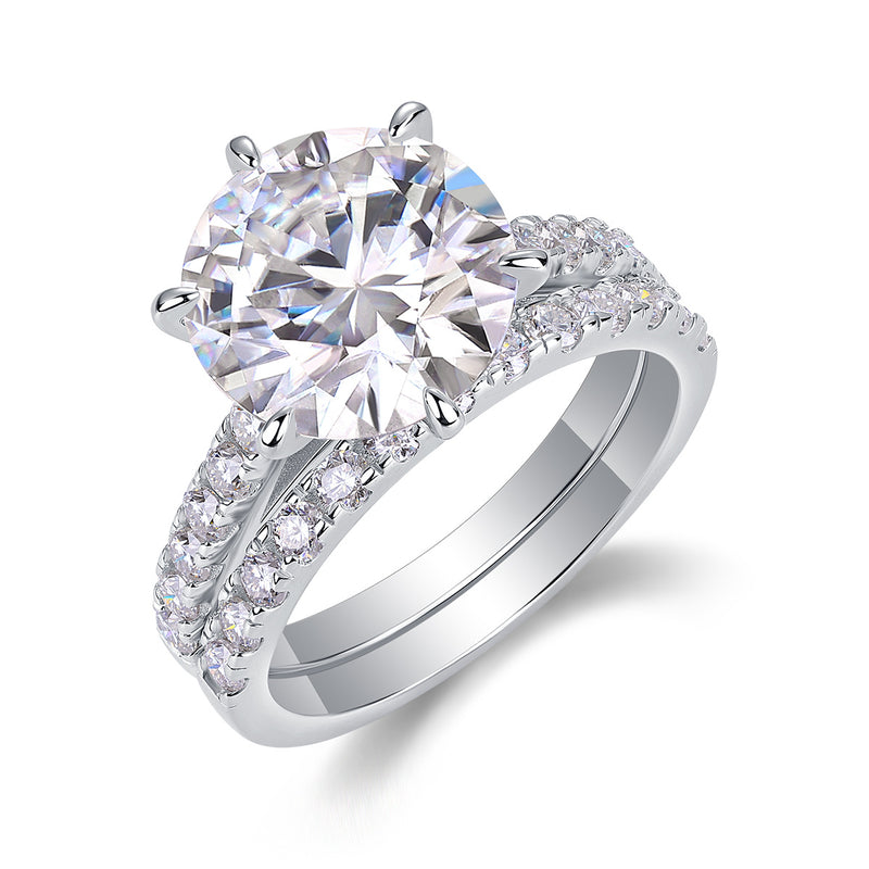 Arrange Large Diamond Rings Luxuriously And Fashionably Set With Moissanite Silver Rings