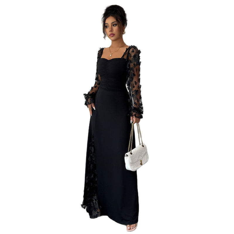 Long Sleeve Dress Dress Elegant Graceful Dress Polyester Dress