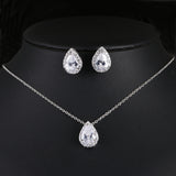 Water Drop Gemstone Necklace Earrings Jewelry Set