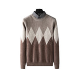 Men's Diamond Block Fake Two-piece Imitation Mink Bottoming Shirt