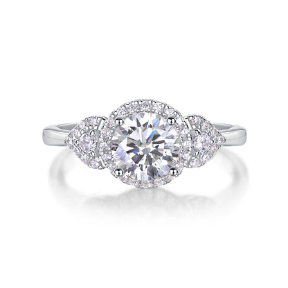 Luxury Fashion Large Diamond Wedding Ring With Moissanite Silver Ring