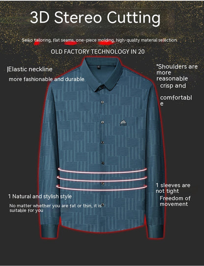 Autumn New Seamless Long-sleeved Men's Business Fashion Middle-aged Casual Shirt