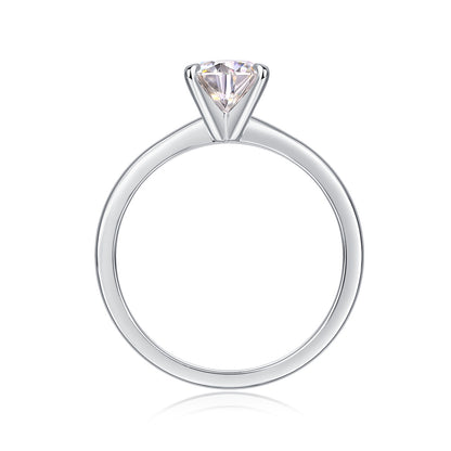 Classic 4 Prong Diamond Ring Luxury Fashion Set Moissanite Silver Ring