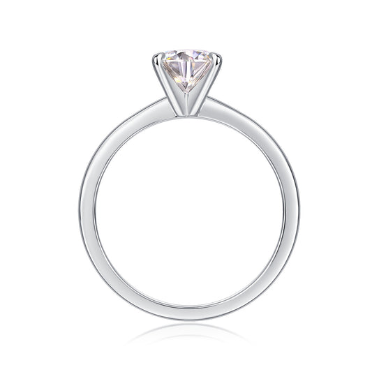 Classic 4 Prong Diamond Ring Luxury Fashion Set Moissanite Silver Ring