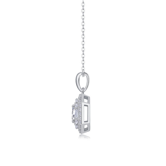 Small Square Bag Luxury Fashion Diamond Pendant Necklace Set With Mosan Diamond Silver Ornaments