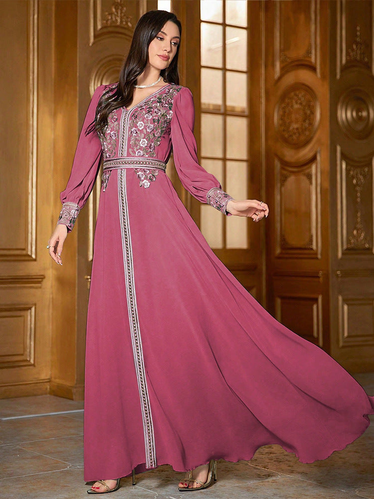 Turkish Robe Fashion Embroidered Chiffon Dress