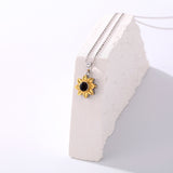 S925 Silver Sunflower Projection Necklace Women