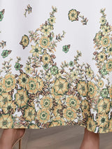 Elegant Flower Diamond Robe Dress - Women's Long Sleeve Round Neck Long Dress