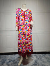 Women's Bronzing Printed Casual Dubai Muslim Robe