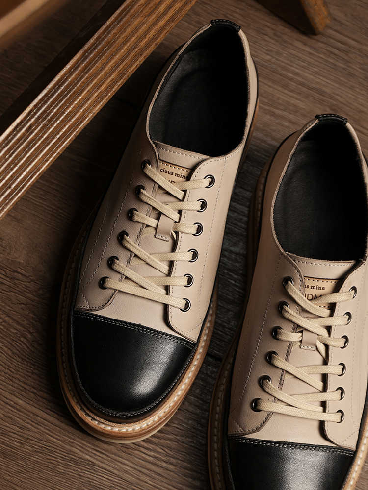 Vintage Vintage Handmade Board Shoes Genuine Leather Platform Casual Shoes