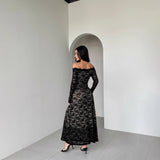 Women's Slim-fit Long Dress With Off-neck Collar