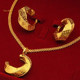 Alluvial Gold Twisted Geometric Necklace Earrings European And American