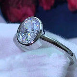 Oval White Diamond Ice Flower Cut Wedding Ring For Women