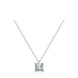 Sterling Silver Super Shiny Square Zircon Necklace