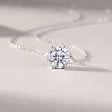 Afternoon Rose Luxury Fashion Diamond Pendant Necklace Set With Mosan Diamond Silver Ornaments
