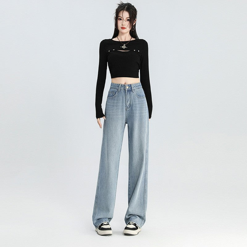 High Waist Slimming Narrow Version Straight-leg Pants Commuting Girl Pants