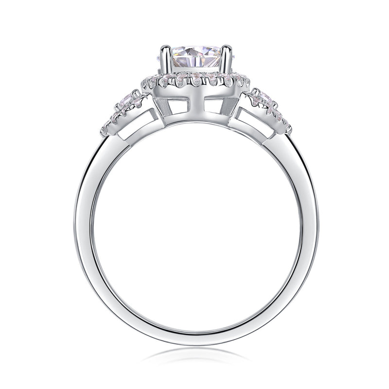 Luxury Fashion Large Diamond Wedding Ring With Moissanite Silver Ring