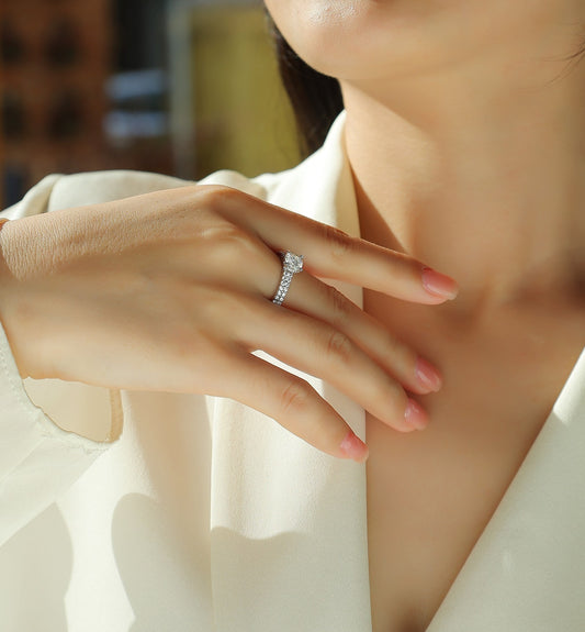 Arrange Large Diamond Rings, Wedding Rings, Luxury Fashion Set Moissanite Silver Rings