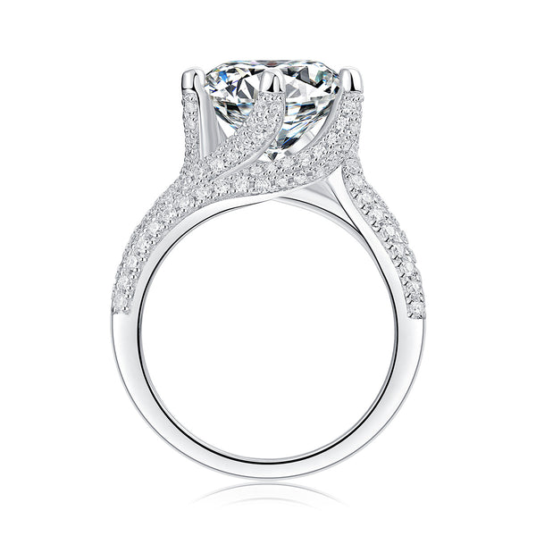 Luxury Fashion Large Diamond Ring Moissanite Silver Ring