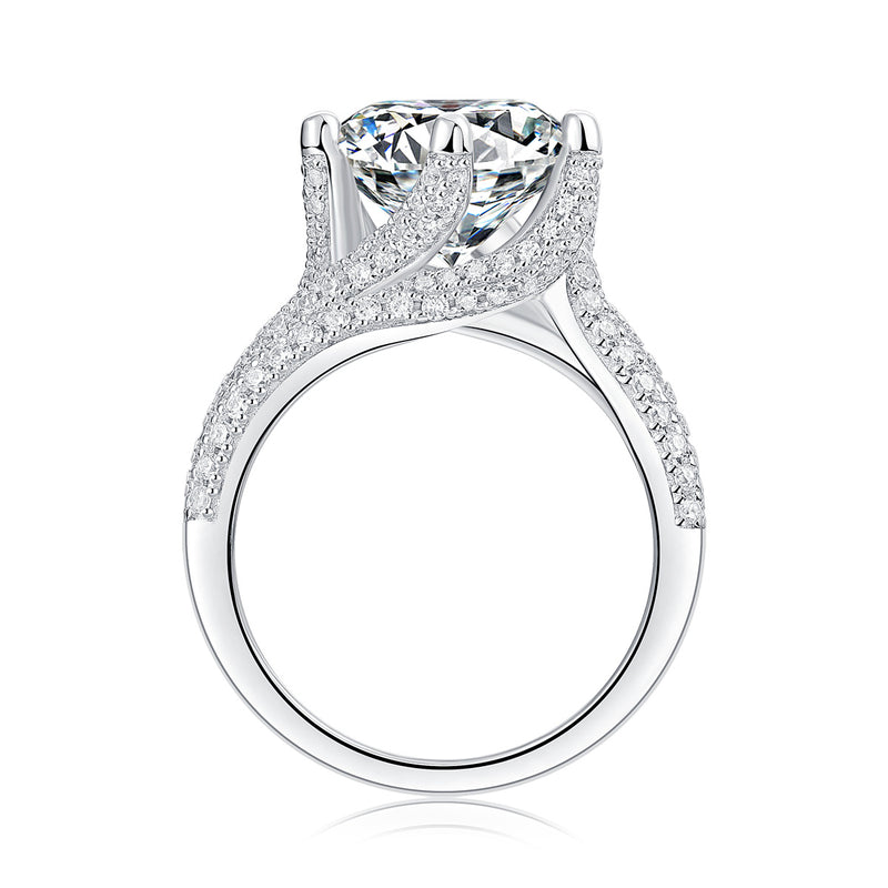Luxury Fashion Large Diamond Ring Moissanite Silver Ring