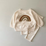 Spring And Autumn Newborn Alphabet Embroidery Baby Long Sleeve Two-piece Suit