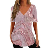 Summer Casual Loose V-neck Pullover Short Sleeve