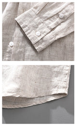 Linen Breathable Shirt Solid Color Loose Men