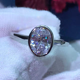 Oval White Diamond Ice Flower Cut Wedding Ring For Women