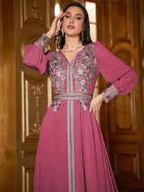 Turkish Robe Fashion Embroidered Chiffon Dress