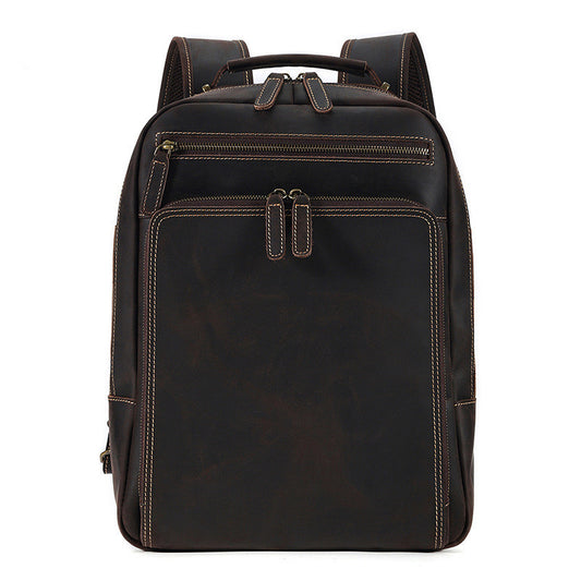 Backpack Men's Crazy Horse Leather Large Capacity