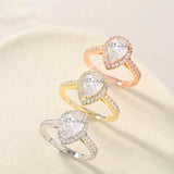 S925 Inlaid Water Drop Pear-shaped Zircon Women's Ring