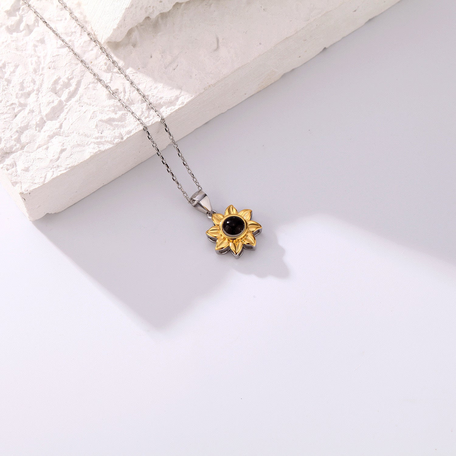S925 Silver Sunflower Projection Necklace Women